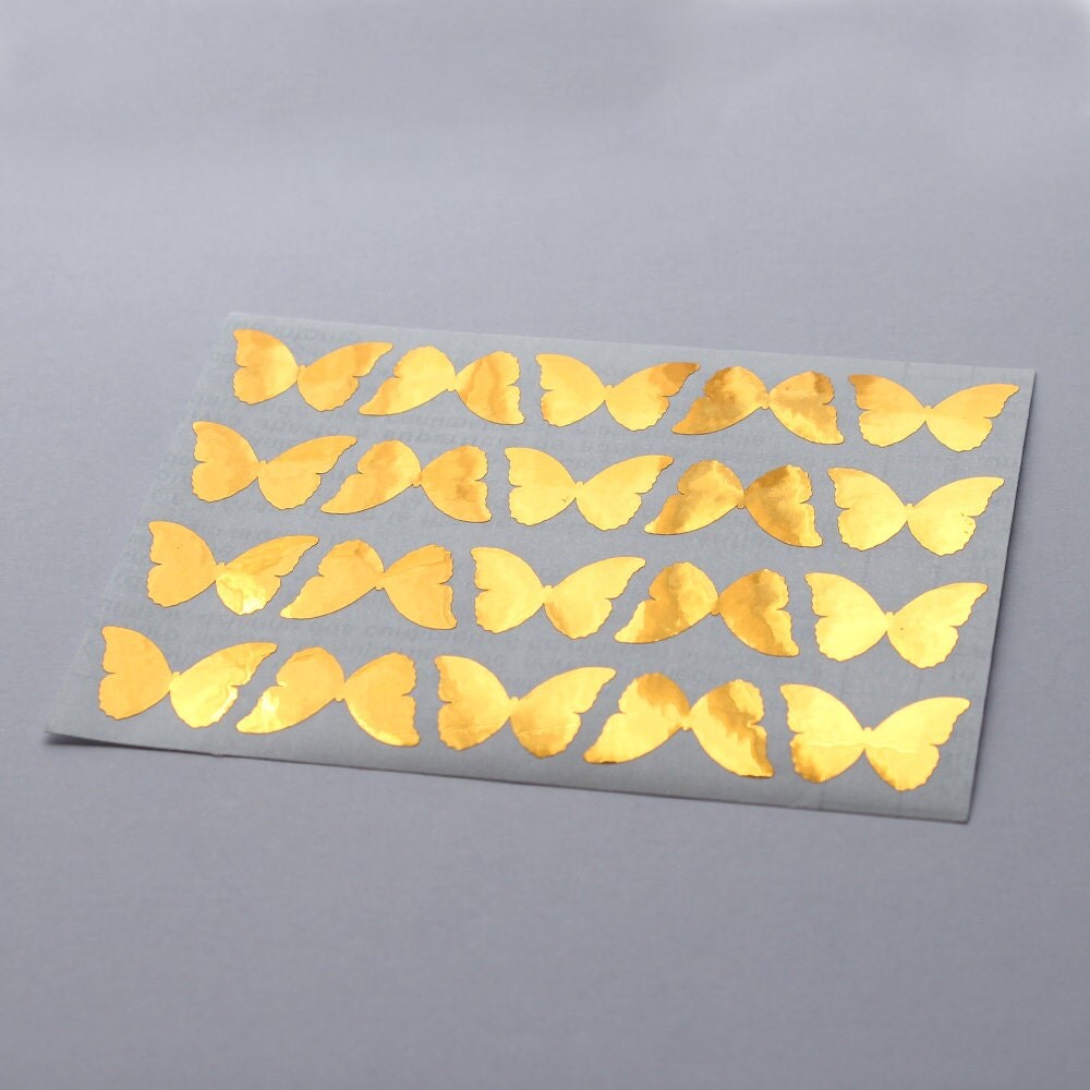20 Metallic Gold Butterfly Stickers, Gold Butterfly Labels, Planner