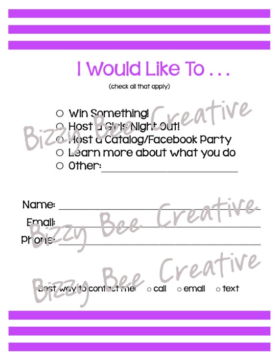 Door Prize/Drawing Slip purple PRINT AT HOME by BizzyBeeCreative