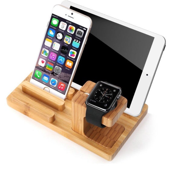 Apple Watch Stand Bamboo Wood Apple Watch Dock iPad by JuxliHome