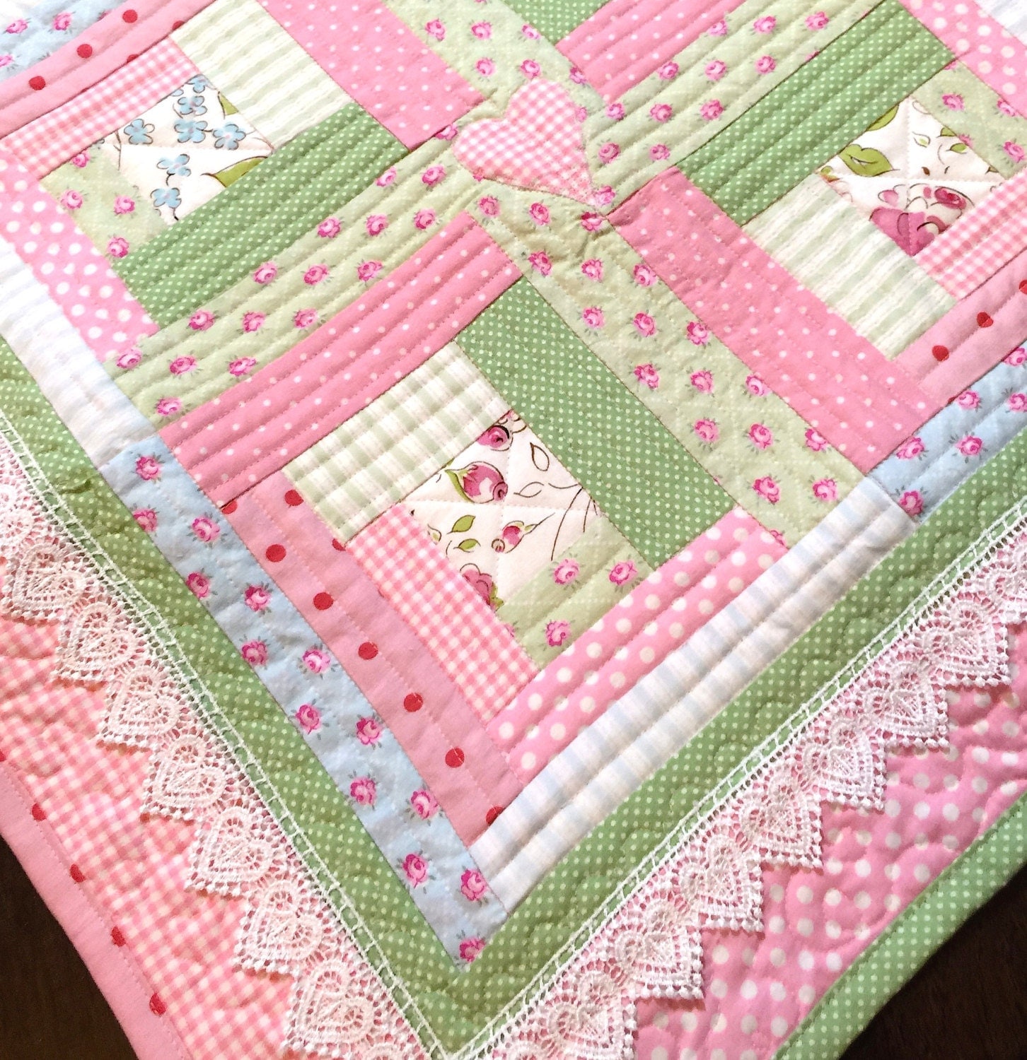 Lace Baby Girl Quilt Modern Baby Quilt Baby By ChristineJDesigns