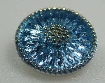Czech Glass Button, Daisy Flower, 22 mm