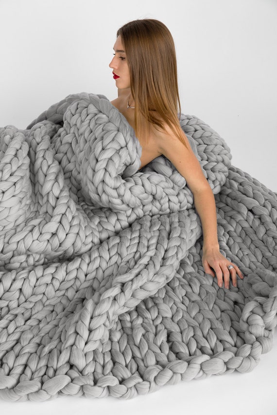 Super Chunky Knit blanket Wool blanket Knitted blanket
