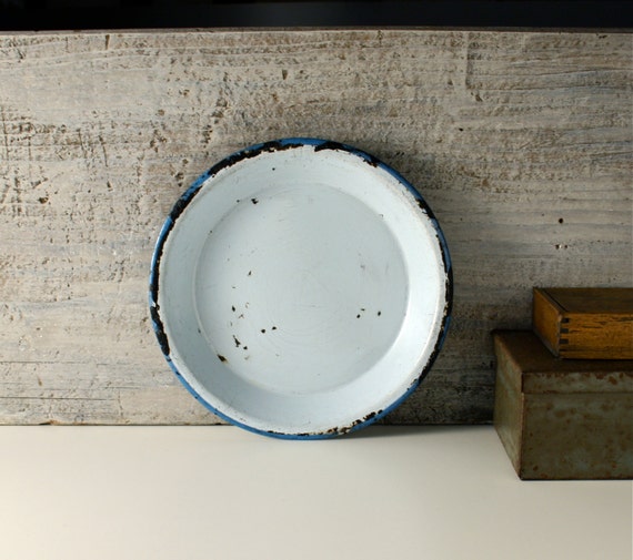 Old enamel tin plate. Vintage metal plate. by WeFoundThisForHim