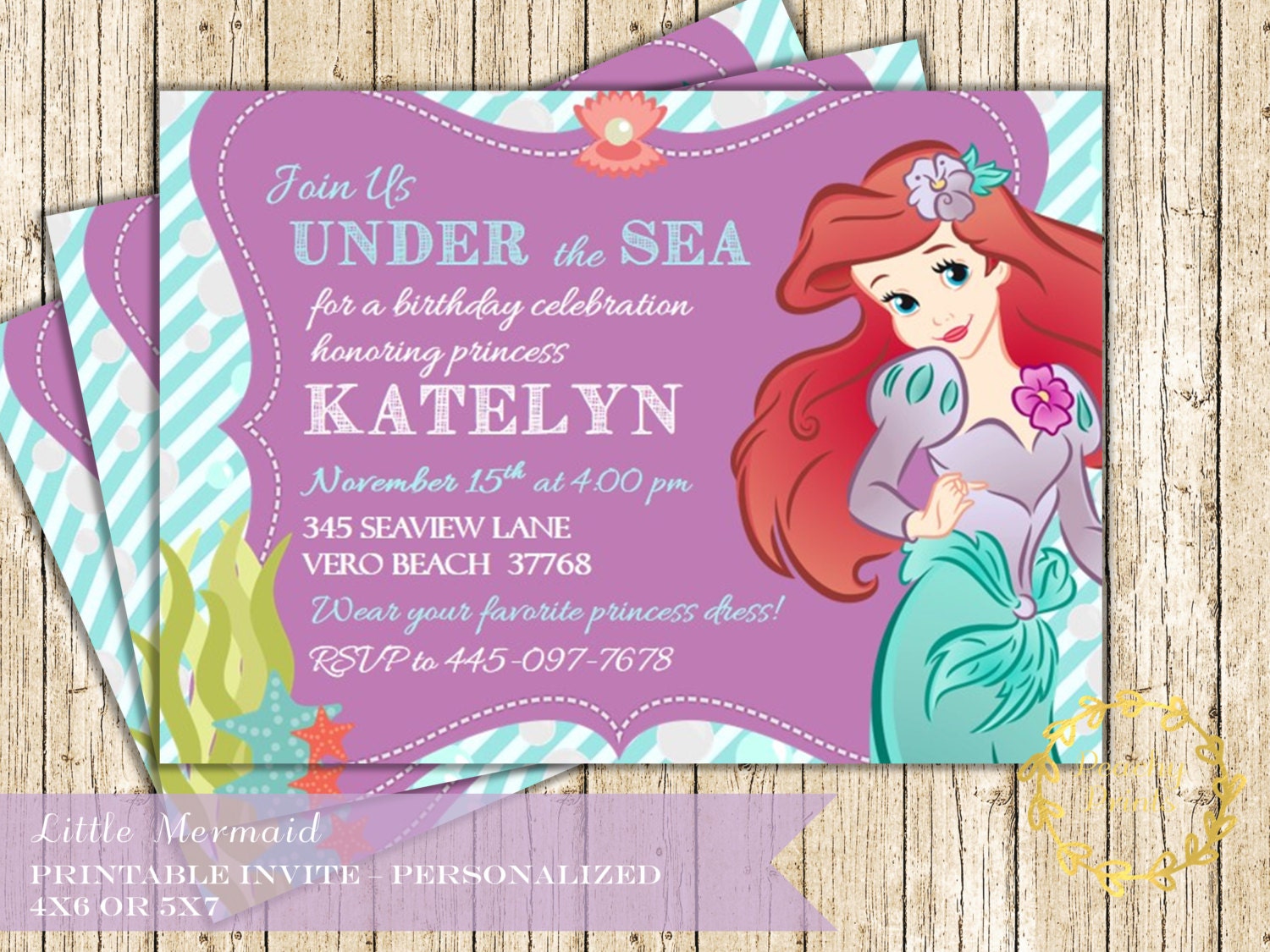 Ariel Birthday Party Invitations 9