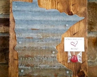 Rustic Framed Minnesota State MN Box Sign by CastedLeavesbyRhonda