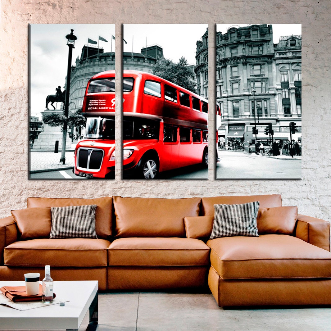 London England bus black and white Сanvas print art/Modern