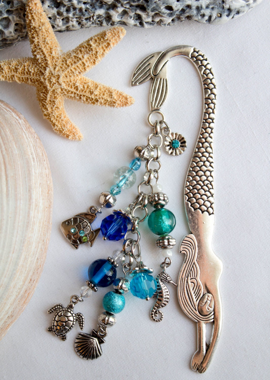 mermaid bookmark ocean bookmark metal bookmark silver ocean