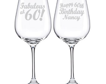 Birthday Gift Ideas, 60th Birthday Gift for Women, Gift for Men, Moms 60th, Dad's 60th, 60th Birthday Wine Glass, Personalized Birthday Gift