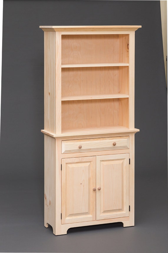 Amish Built Handcrafted Unfinished Pine Hutch By ValensFurniture