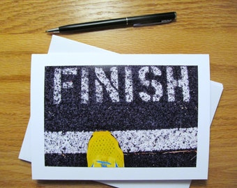 Set of 3, Running Inspired Blank Note Cards, Track Finish Line, Athlete, Coach, Thank you, Congratulations, Encouragement--Free Shipping!