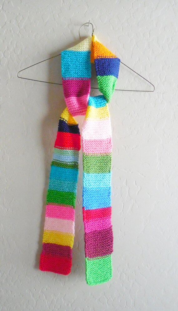 rainbow scarf knit multicolor scarf long women men by attic27