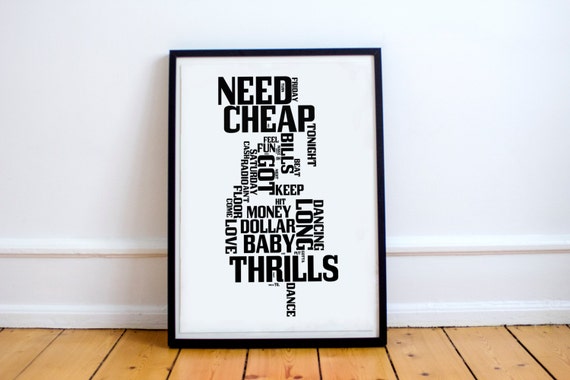 Cheap Thrills poster, Typogr   aphy print, Printable Poster, Song lyrics ...