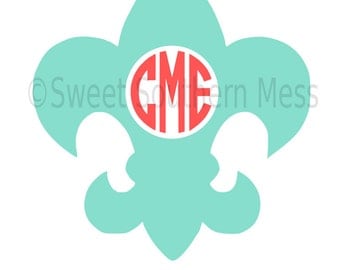 Monogram fleur de lis SVG instant download design for cricut or silhouette
