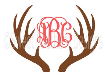Deer antler monogram SVG instant download design for cricut or silhouette