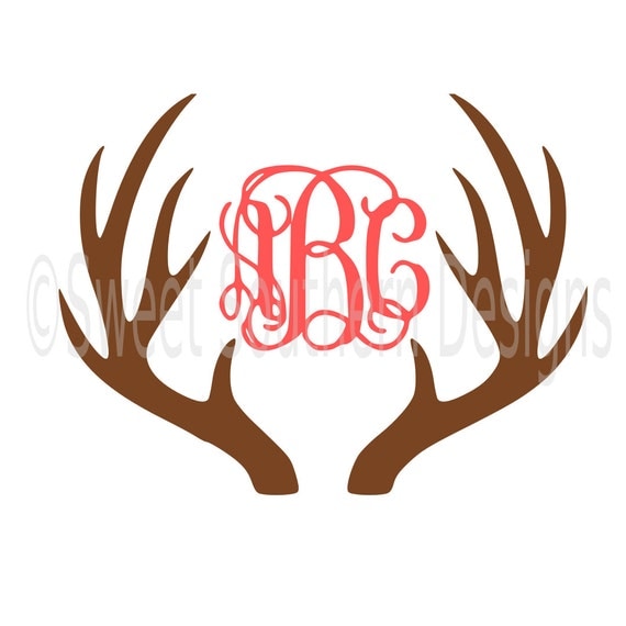 Download Deer antler monogram SVG instant download design for cricut or silhouette from SSDesignsStudio ...