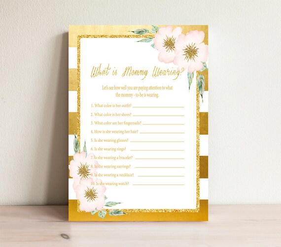 What Is Mommy Wearing Baby Shower Games Gold PinkMommy