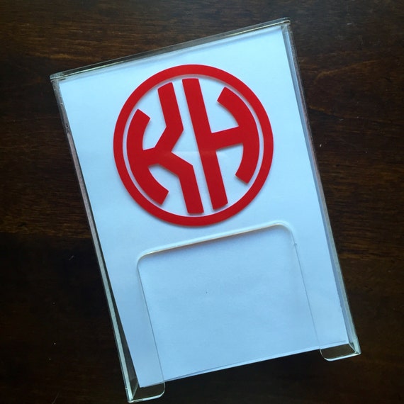 4x6 MONOGRAMMED NOTEPAD HOLDER Acrylic Desk by GracieMaeGifts