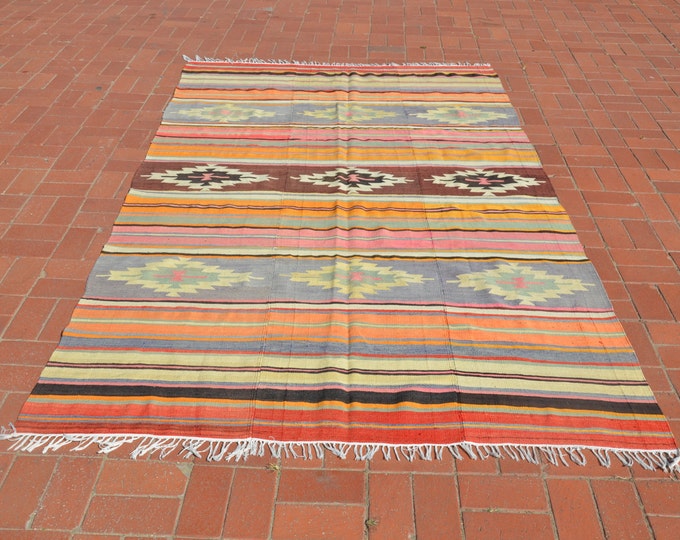 Boho Rug, 65" x 107" / 167 x 273 cm, Bohemian Furniture, Tribal Rug, Turkish Kilim Rug, Antique Kilim Rug, Bohemian Rug, Kelim Rug