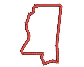 6 sizes - Mississippi Applique Design, Mississippi Embroidery Design, Mississippi State Shape Applique, Instant Download, Pattern