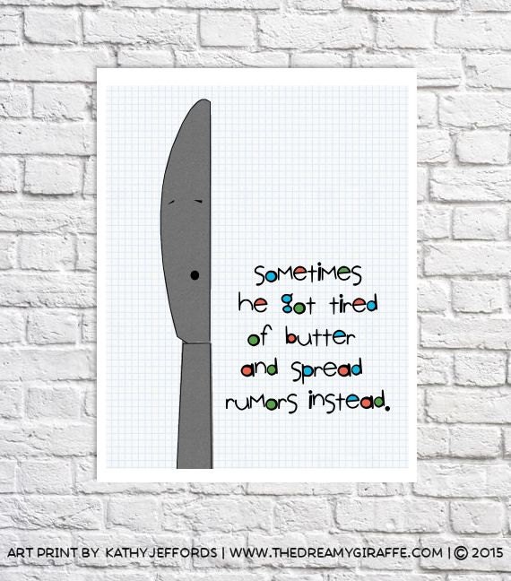 Funny Kitchen Quote Art Butter Knife Illustration Kitchen