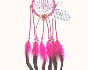 Fuchsia Dream Catcher, Bronzed Rooster Feathers