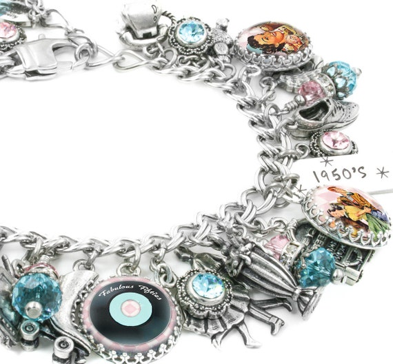 Fifties Charm Bracelet Retro Charm Bracelet by BlackberryDesigns