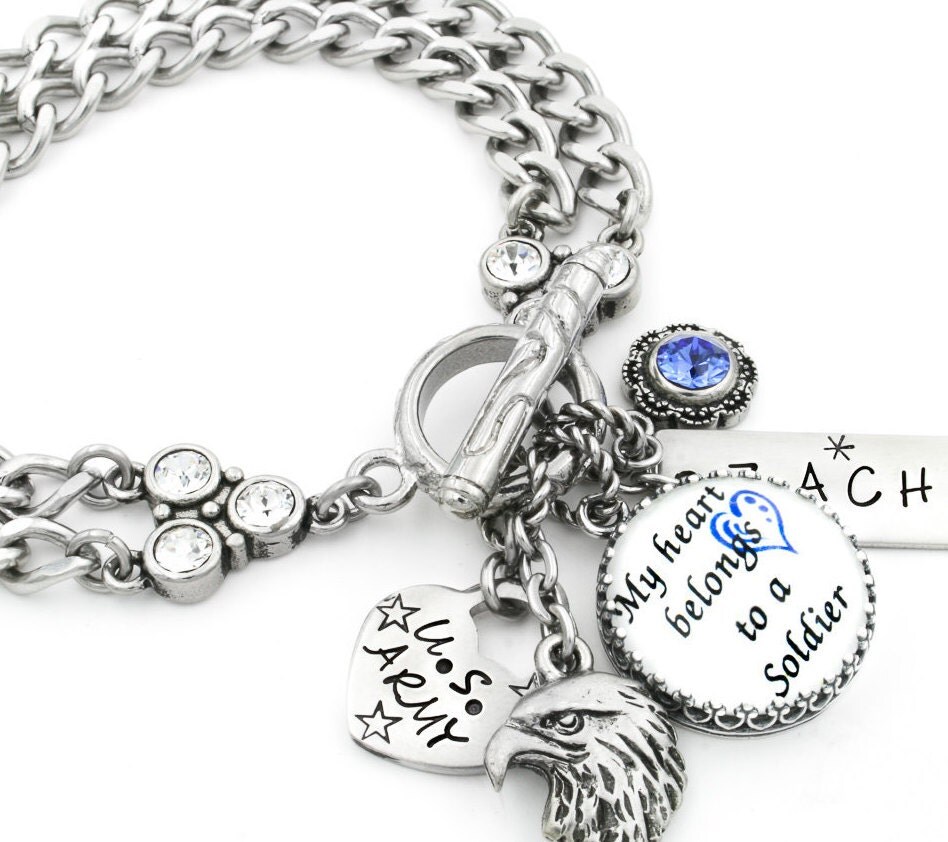 Military Army Charm Bracelet Military Jewelry Personalized