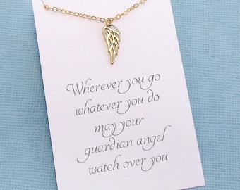 Angel Wing Necklace | Guardian Angel, Dainty Necklace, Grief Gift, Sympathy Gift, Condolence Gift, Bereavement Gift | Silver or Gold | X13