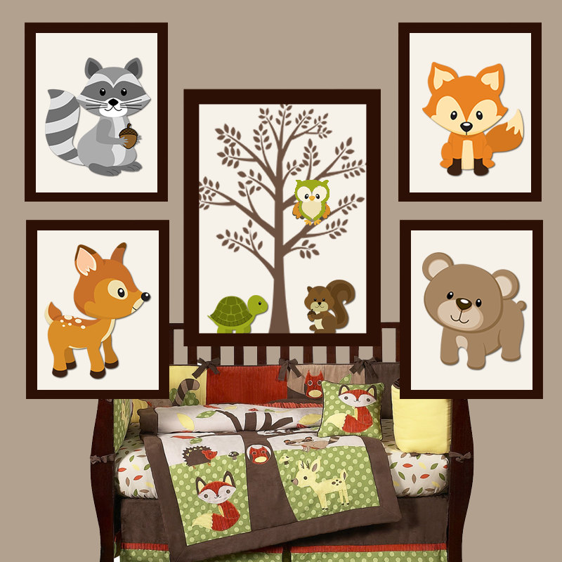 WOODLAND Nursery Wall Art Forest Friends Woodland Tree