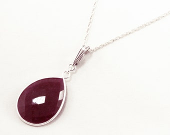 Genuine Ruby Necklace Red Ruby Necklace Sterling Precious Gemstones Enhancer July Birthstone Ruby Necklace Ruby Jewelry BZ-ENH-106-Ruby/s