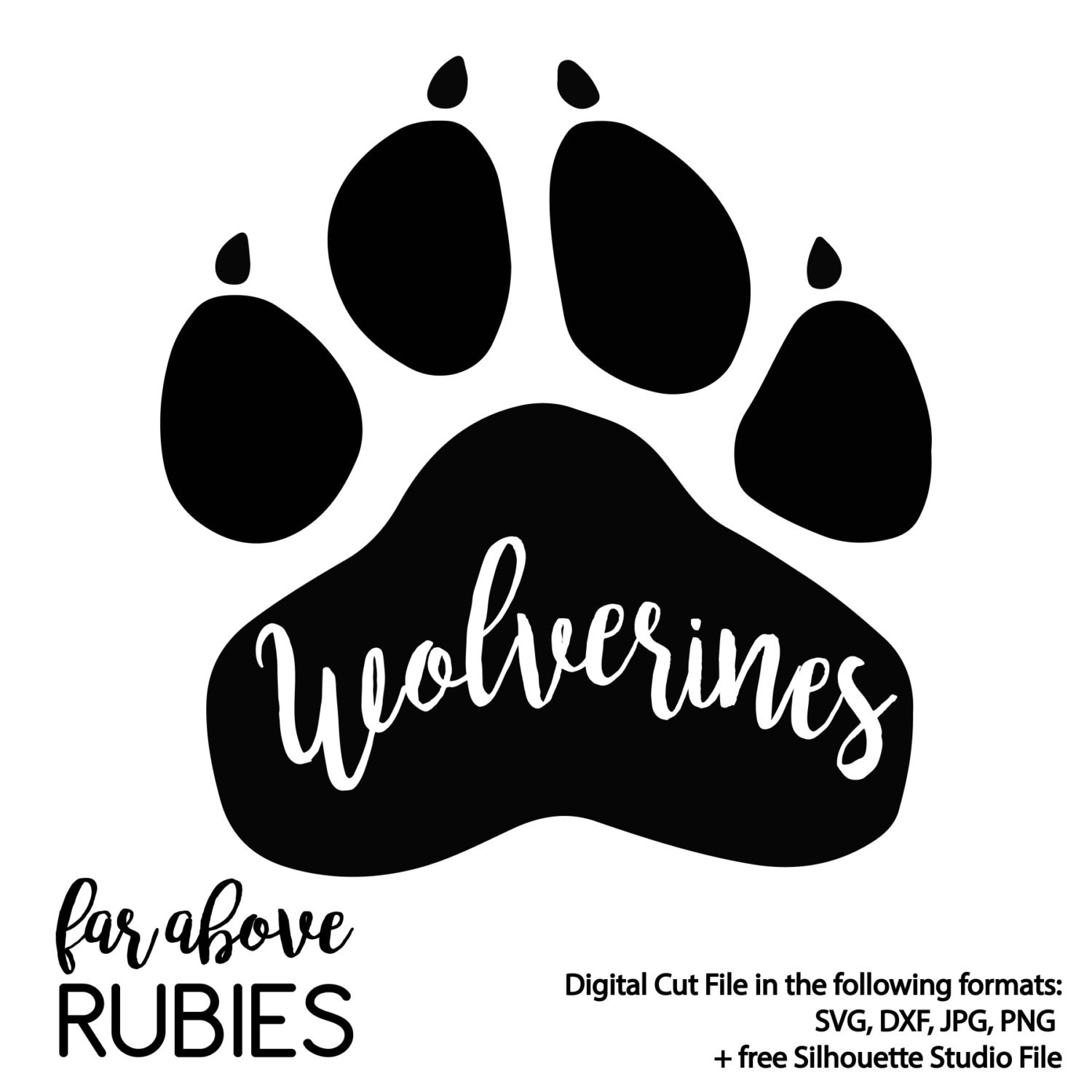 Download Wolverines Paw Print SVG & DXF Digital cut file for Silhouette
