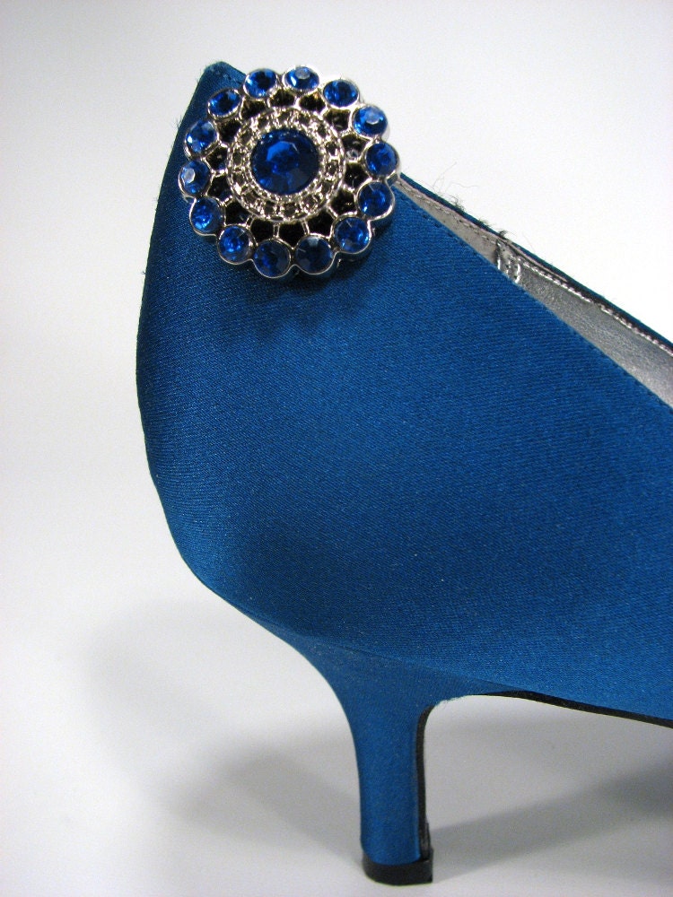 Something Blue Shoe Clips Royal Blue Sapphire Blue Rhinestone