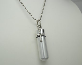 Cross Cremation Jewelry Urn Necklace Engravable Memorial Keepsake Urn Pendant Ash Holder Urns with Inner Cremains Bottle Cross with X