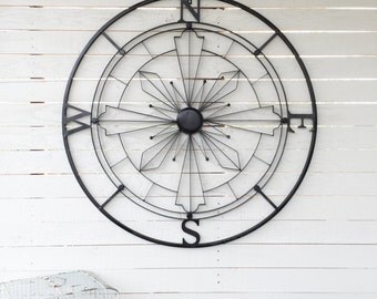 Wall Compass ,Nautical Wall Art, Nautical Decor, Metal Wall Decor, Nautical Wall Art, Black Wall Decor