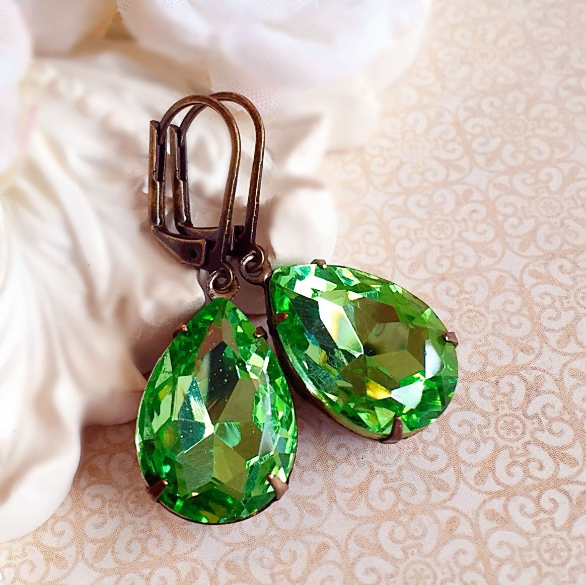 Green Victorian Earrings - Peridot - August Birthstone - Gift - CAMBRIDGE Peridot