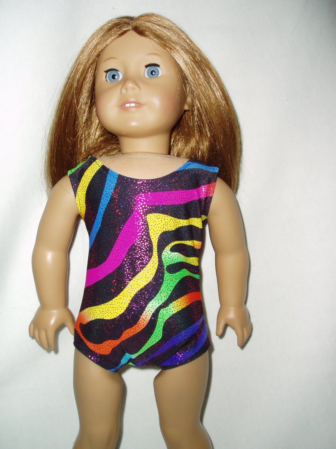 Sparkly Colorful Zebra Leotard fits American Girl Dolls 18