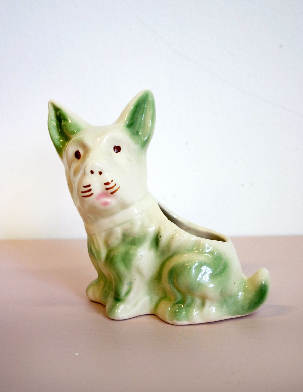 Vintage 1960s Green Scotty Dog Planter