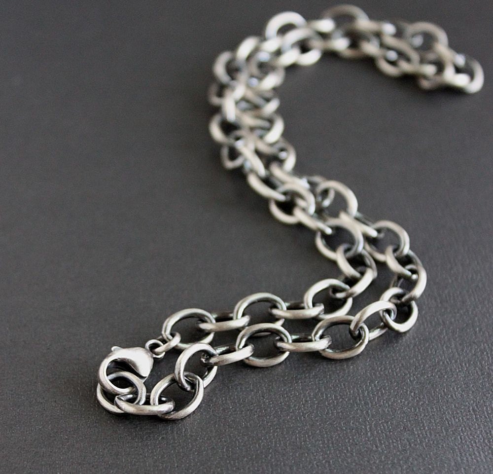 Mens Large Link Cable Chain Necklace Mens Sterling Silver