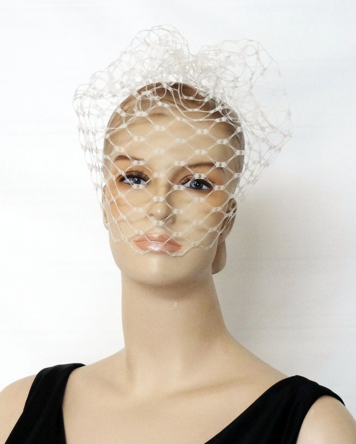 Ivory Modern Birdcage Veil Wedding Bridal Veil by DistinctiveVeils