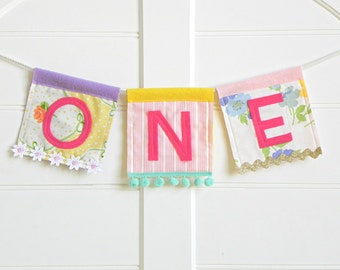 1st Birthday Banner, Birthday Banner, First Birthday, 1st Birthday Girl, One Banner, Highchair Banner, 1st Birthday Decor, Pink Birthday