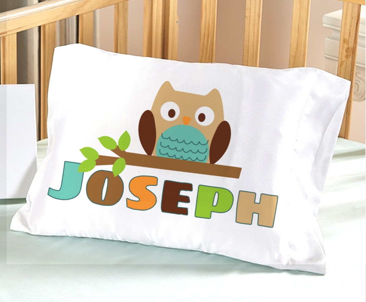 Owl Pillow Case Personalized for Boys Kids Pillowcase Toddler