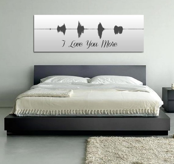 I Love You More Sound Wave Canvas - Gray