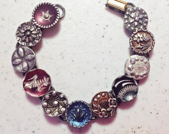 1800s Pewter Button Bracelet