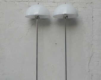 Paar Kovacs Mushroom wit & Chrome vloer lampen