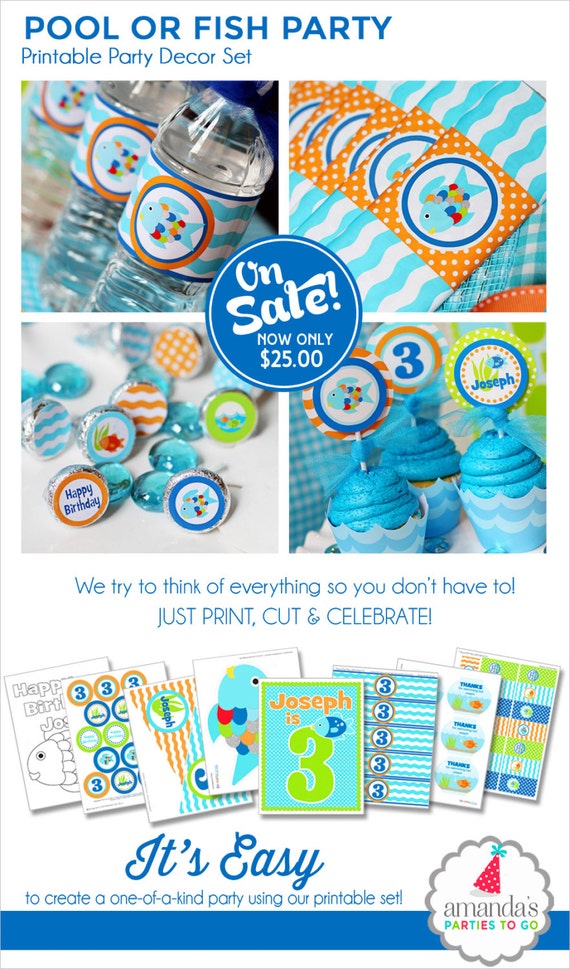 Pool Party Decorations | Under the Sea Birthday | Rainbow Fish Birthday | Ocean Birthday | Sea Life Summer Birthday | Amanda's Parties To Go Il_570xn