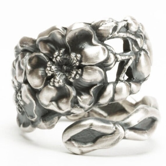 Cherry Blossom Ring Japanese Cherry Blossom Flower Sterling