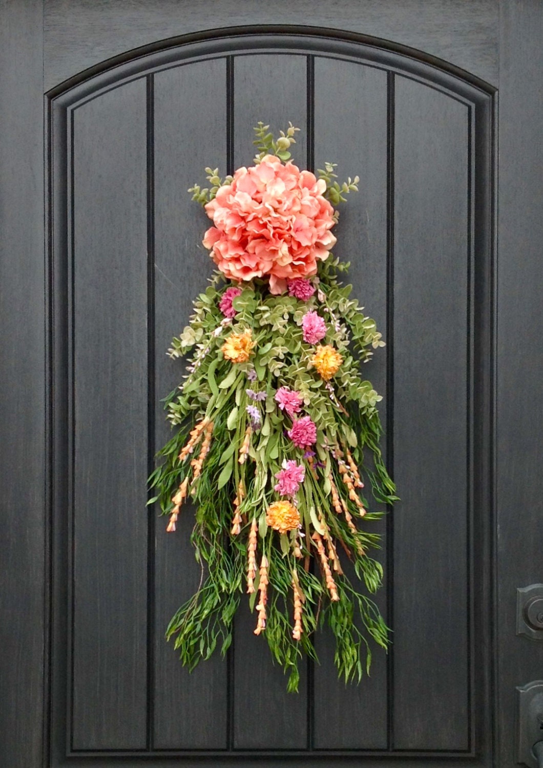 Spring Wreath Summer Wreath Teardrop Vertical Door Swag Decor