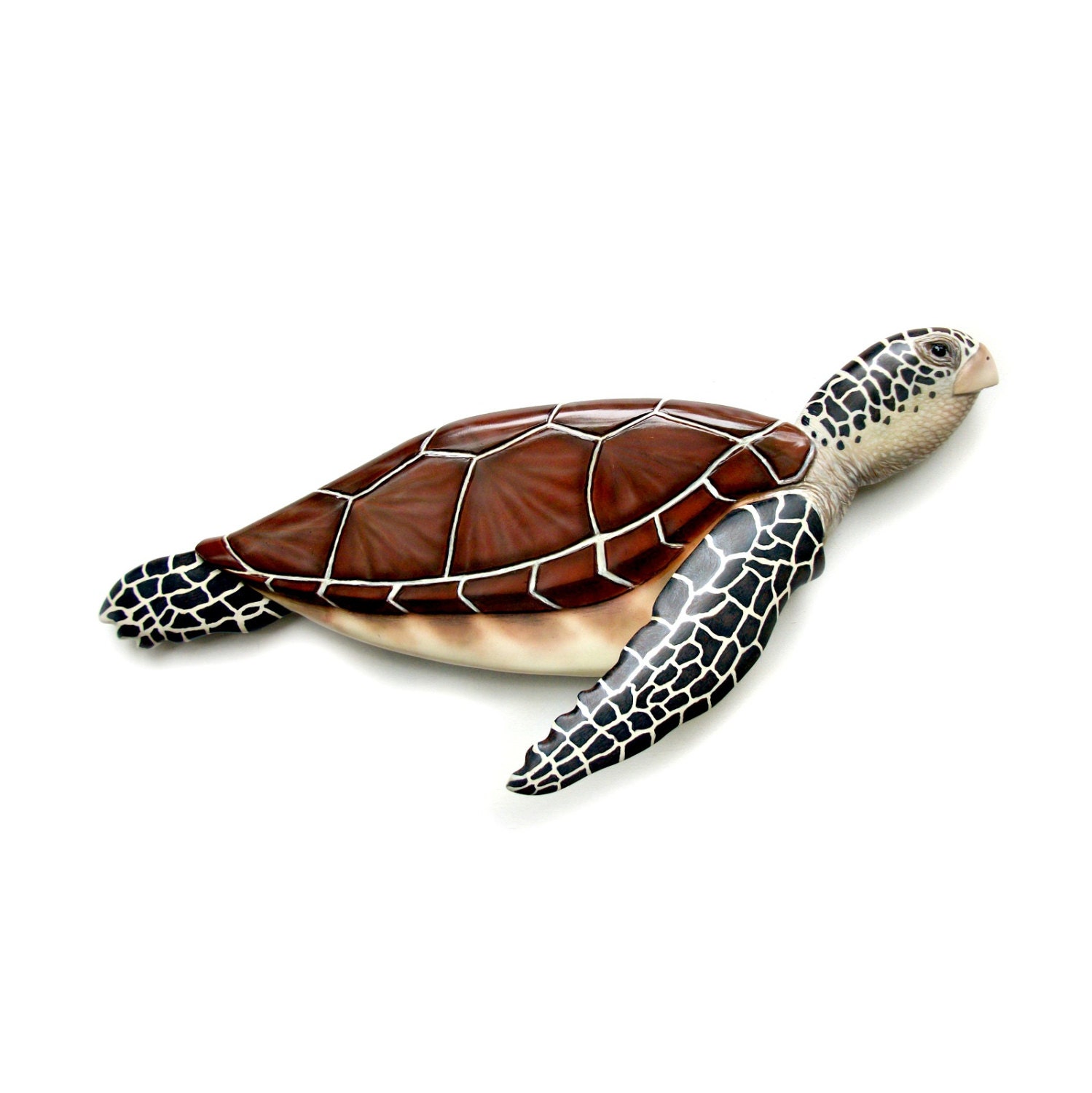 wooden sea turtle sculpture