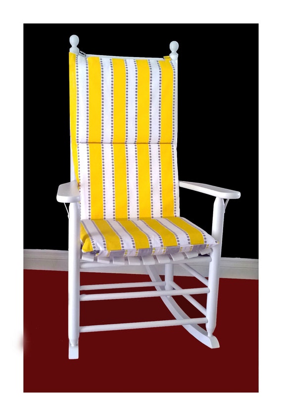 Rocking Chair Cushion Lulu Stripe Yellow Taupe by RockinCushions