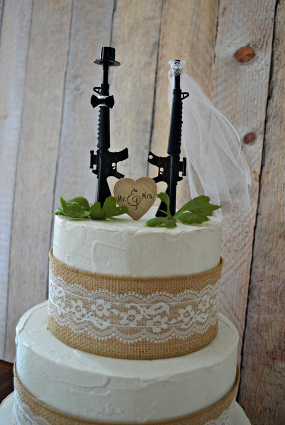 Machine gun  weapon wedding  cake  topper  army by 